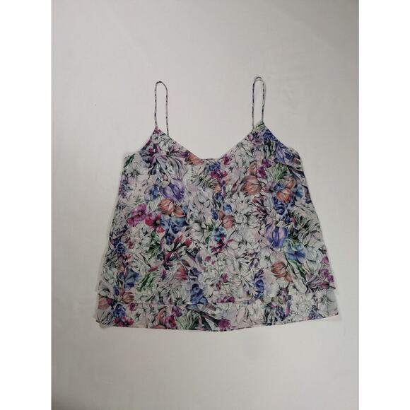 H&M Floral Print Tank Layered Top Womens size 4 V Neck Spaghetti Strap Camisole - Picture 10 of 10